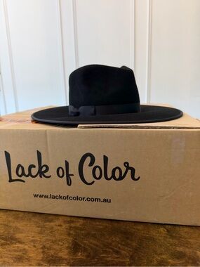 Lack Of Color Black Wide-Brim Fedora with Ribbon Band
